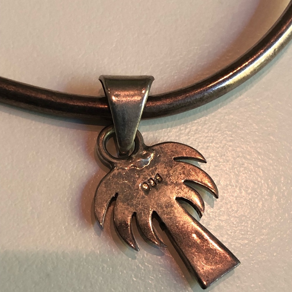 Sterling silver palmetto / palm tree charm bracelet - Picture 2 of 2